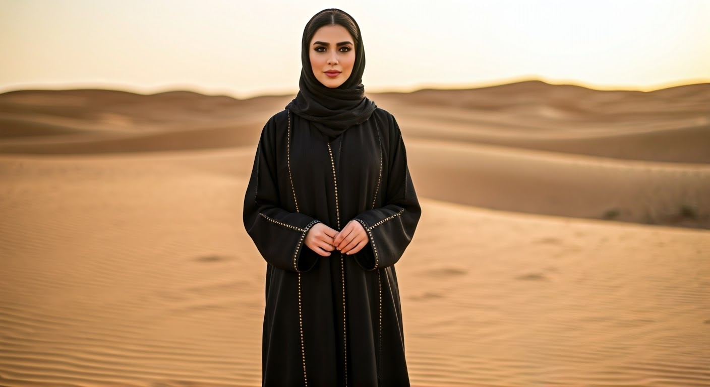 A,Full,Body,Portrait,Of,A,Saudi,Woman,Wearing,Abaya