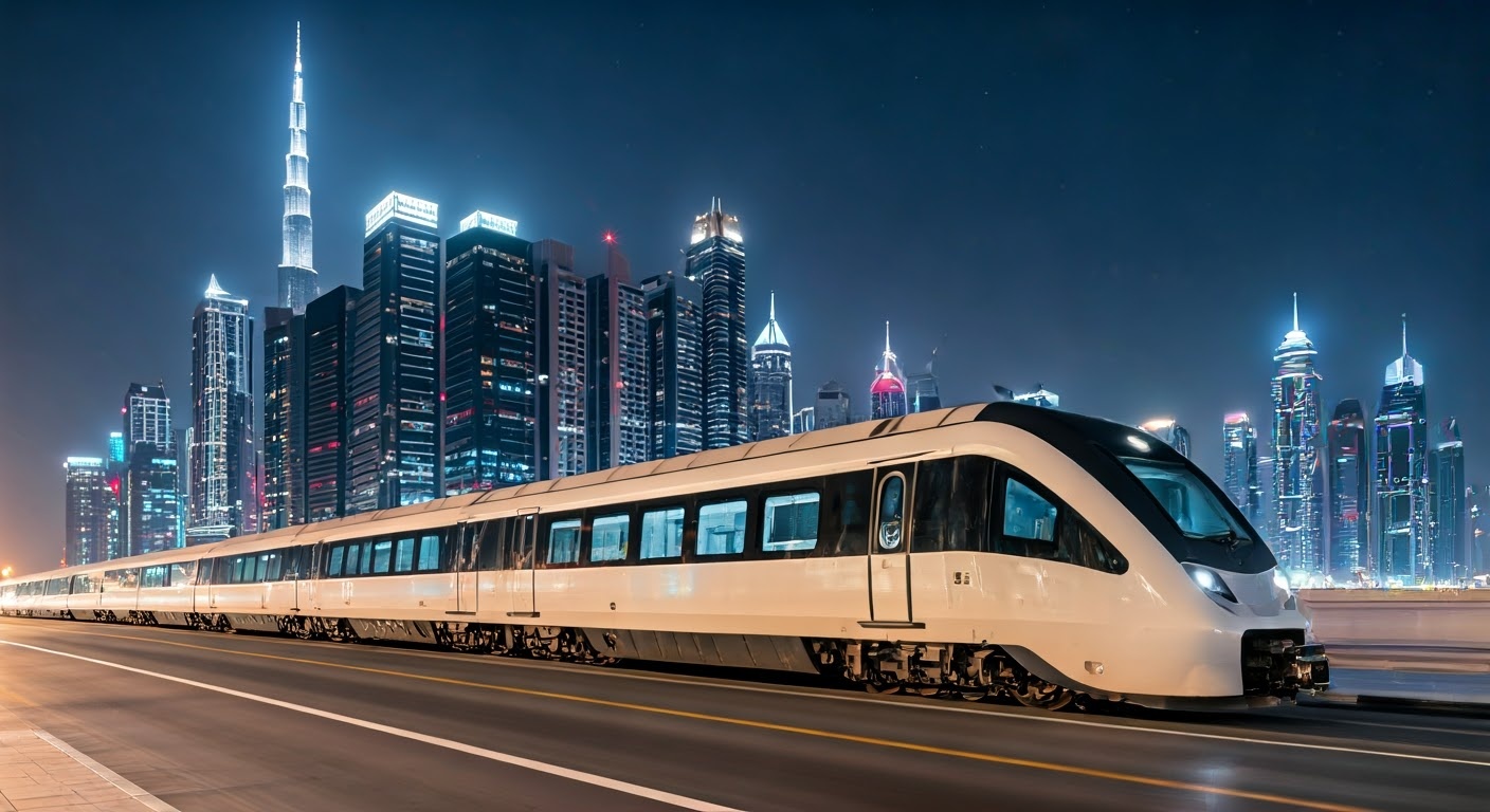 Etihad,Rail,Close,Up,Shot,Showing,The,Uae,Landmarks,In