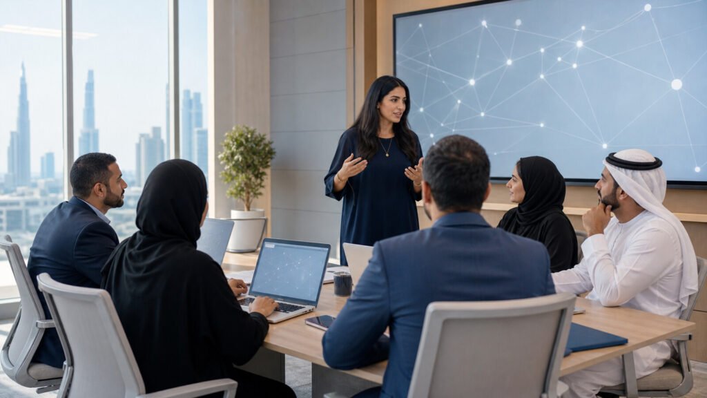 UAE professionals taking part in a modern artificial intelligence training workshop in Dubai