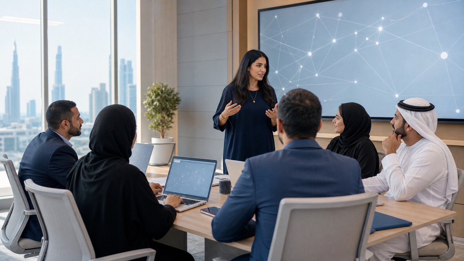 UAE professionals taking part in a modern artificial intelligence training workshop in Dubai