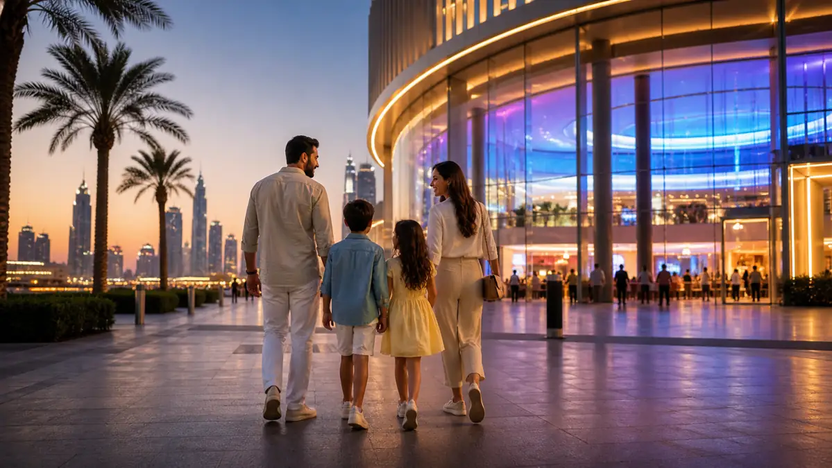 Family enjoying a summer evening activity in Dubai before Dubai Destinations ends