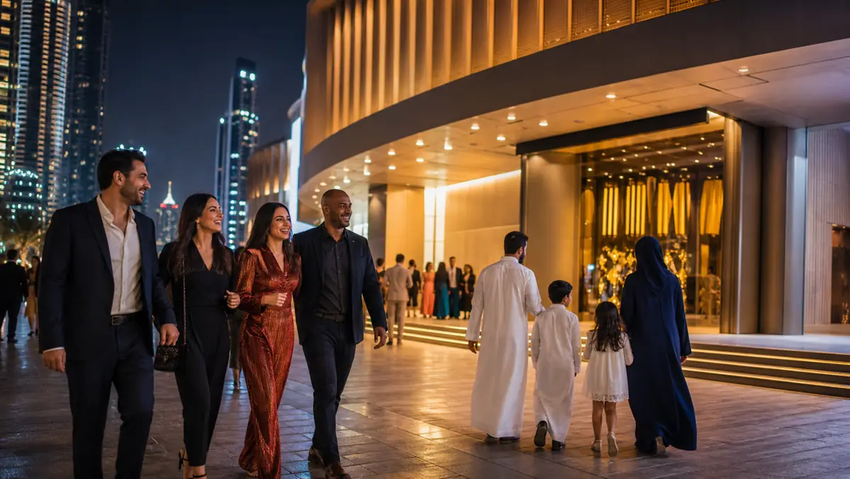 Friends and family arriving for a Dubai September live event