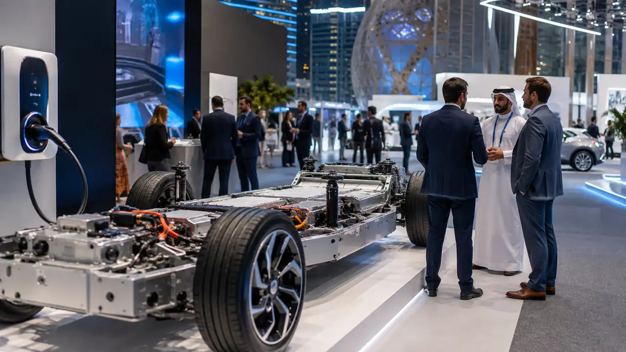 Automotive technology display at a Dubai business exhibition
