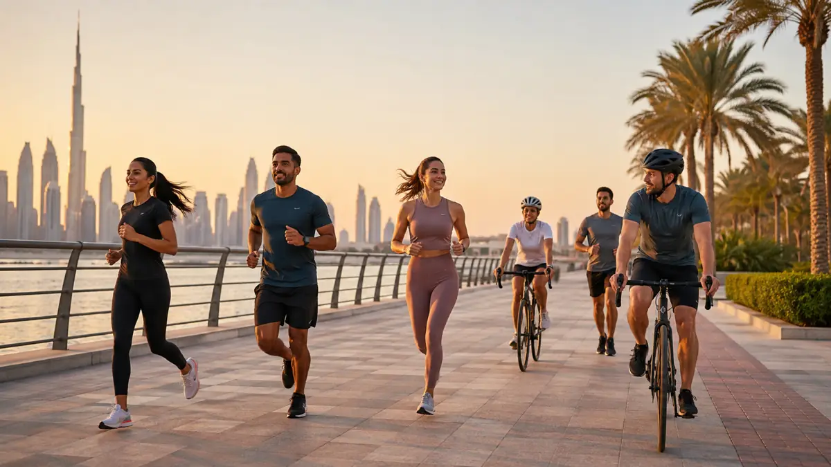 Community athletes taking part in a Dubai citywide fitness challenge
