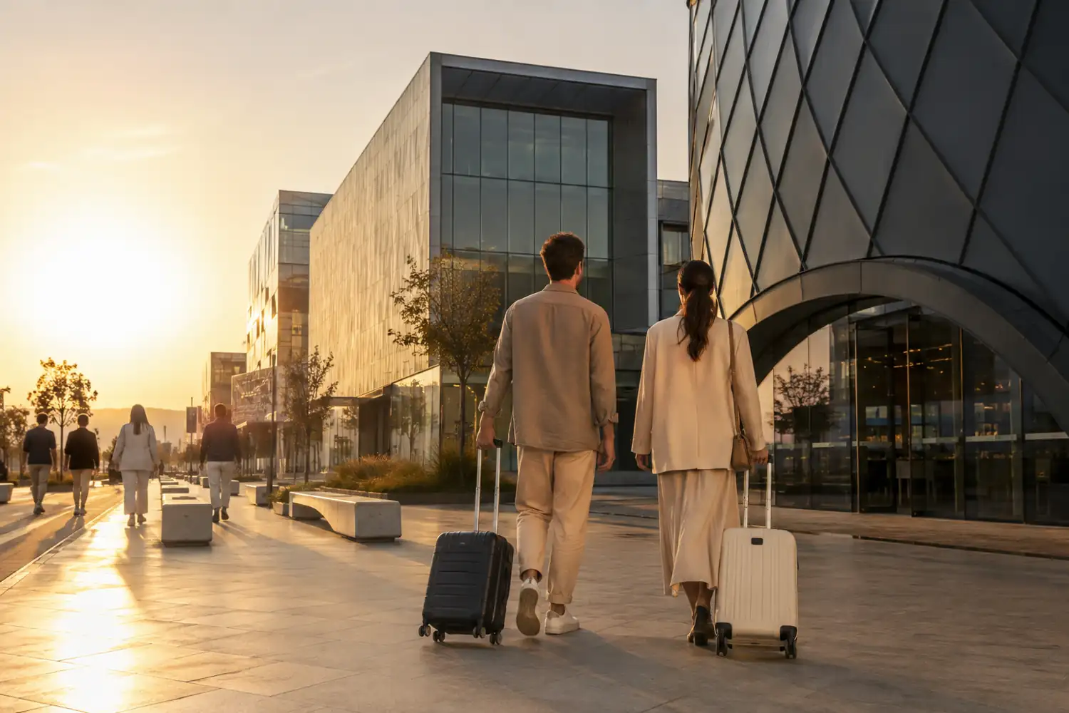 Stylish visitors arriving in Dubai Design District