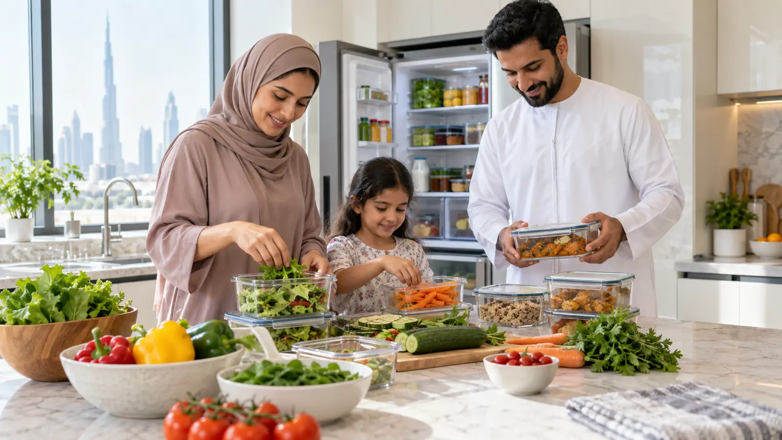 Home kitchen preparing cooked food and leftovers for safe storage