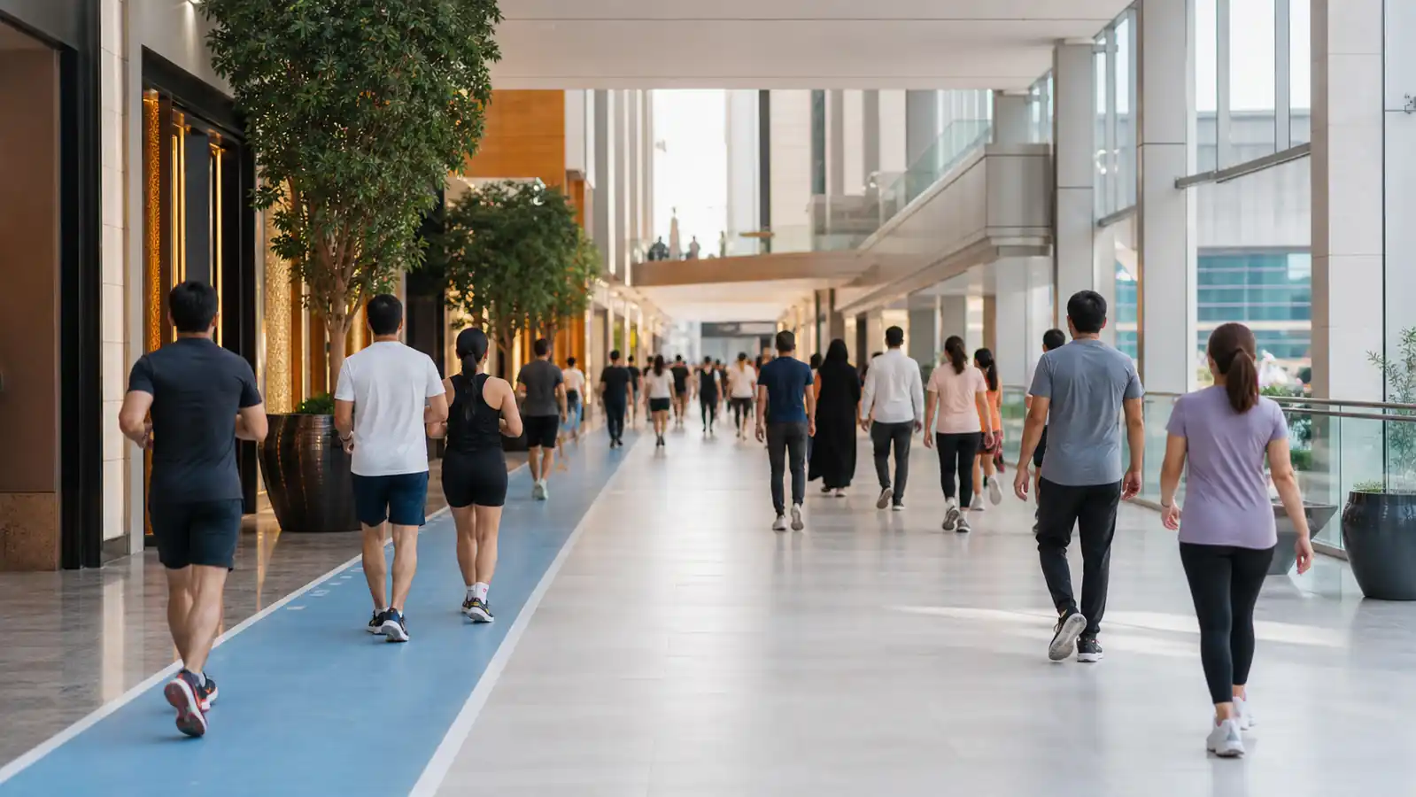 Dubai Mallathon indoor walking and running path in a Dubai mall