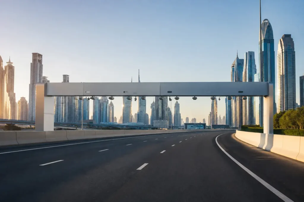 Dubai highway with a barrier-free electronic toll gate