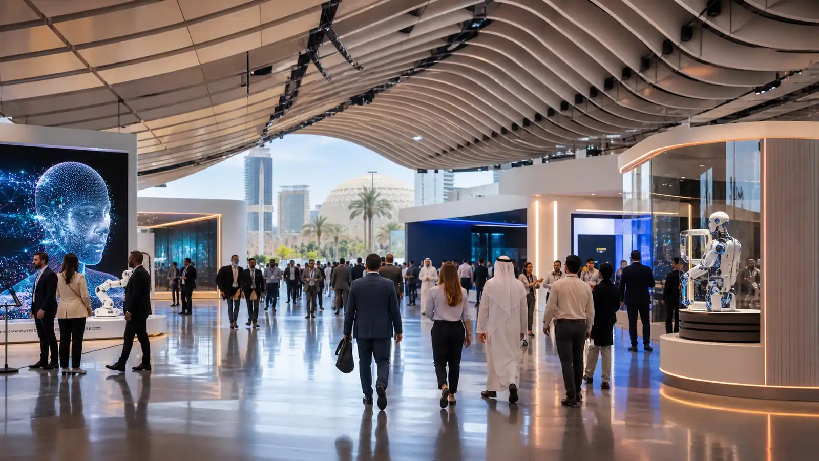 Visitors arriving at Dubai Exhibition Centre in Expo City Dubai for GITEX GLOBAL 2026