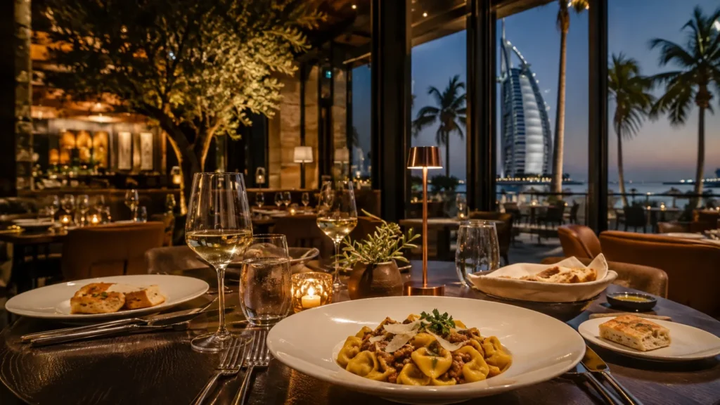 Elegant Italian dining table at a Dubai restaurant