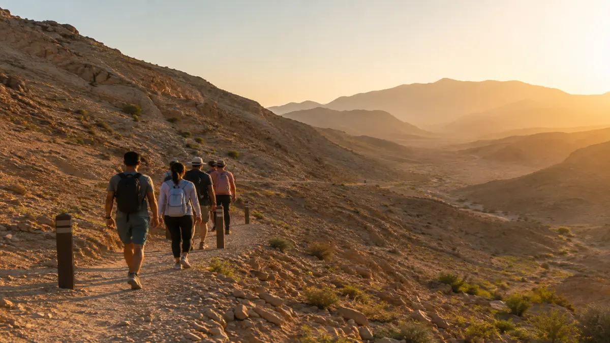 UAE residents enjoying a responsible nature trip in a protected desert landscape