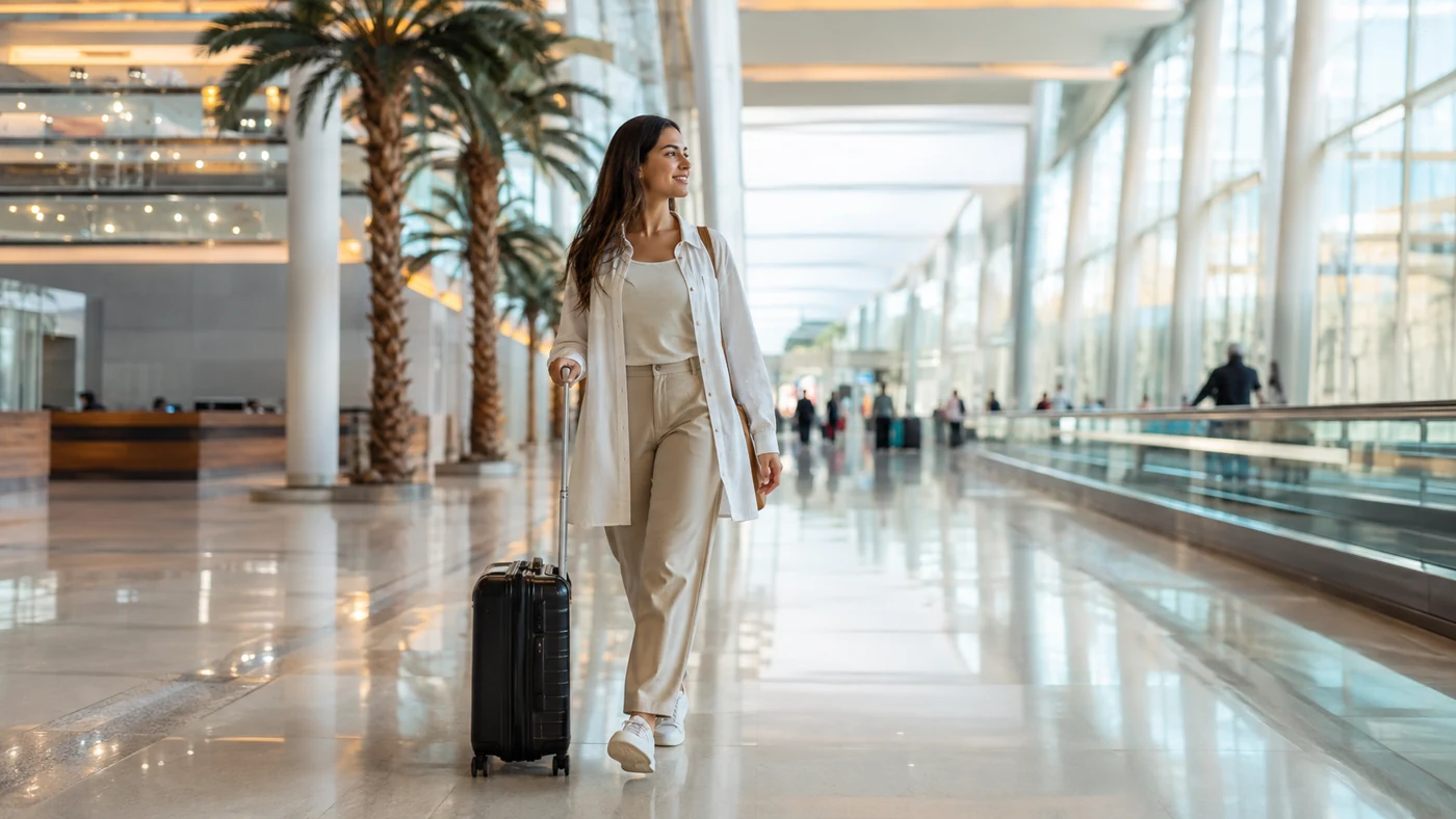 International traveller arriving at Dubai International Airport