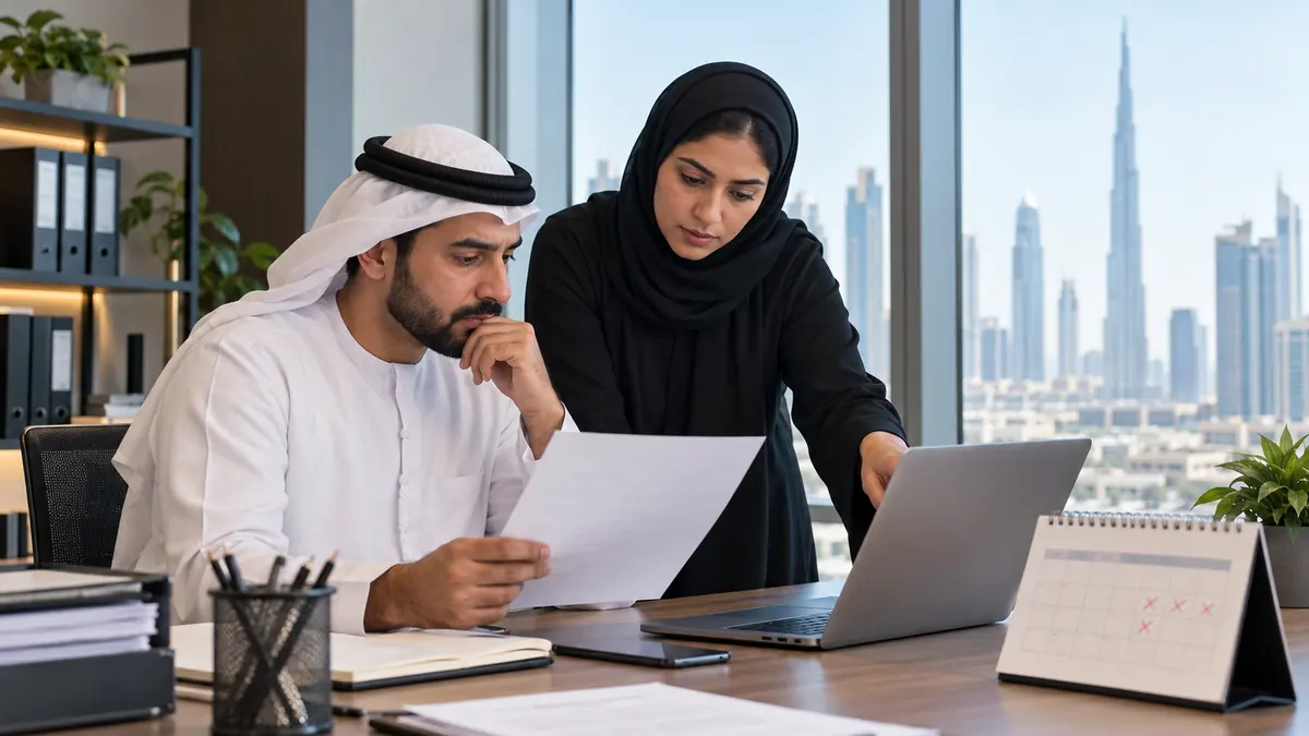 UAE human resources team reviewing attendance records before an absence-from-work complaint